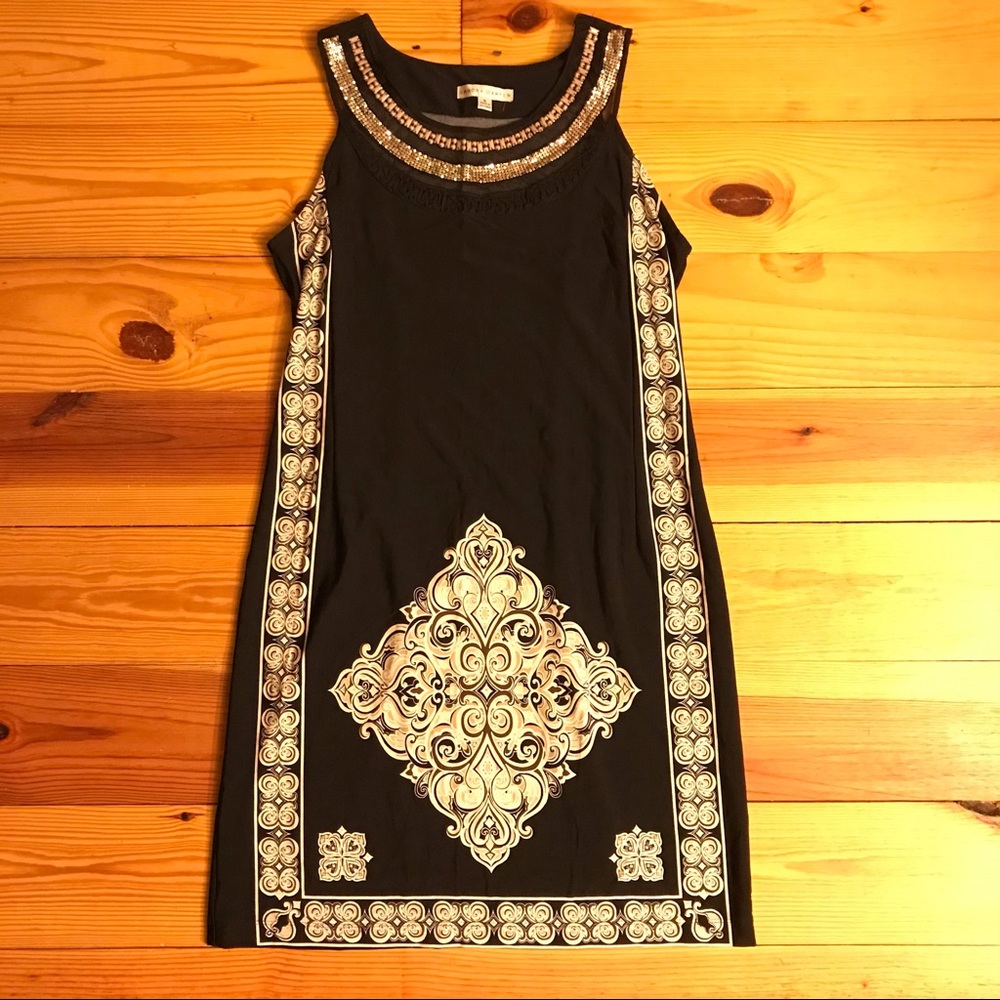 Sandra Darren Black Beaded Work Dress, EUC, 6